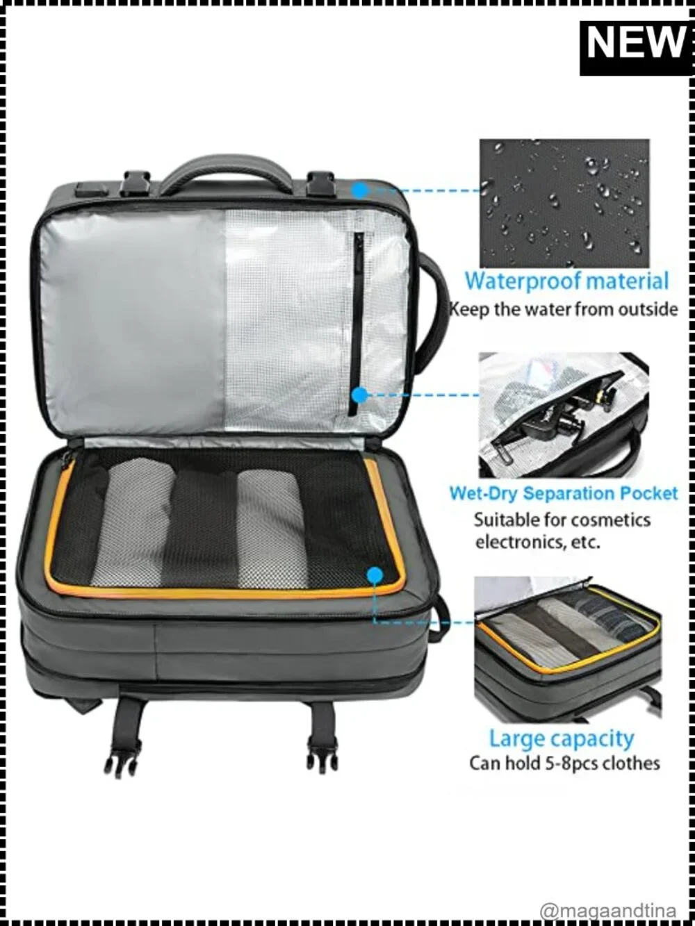 BANGE Expandable 26-45L Carry-on Travel Backpack Briefcase 17.3 Laptop